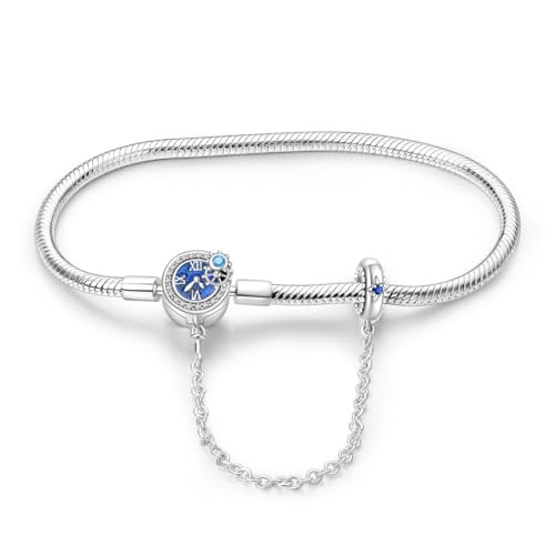 KUNSIR 925 Sterling Silver Snake Chain Bracelet with Safety Chain Charm Bracelets for Women Teen - style: PAB038