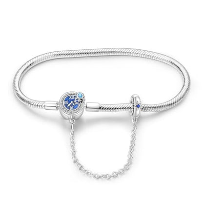 KUNSIR 925 Sterling Silver Snake Chain Bracelet with Safety Chain Charm Bracelets for Women Teen - style: PAB038
