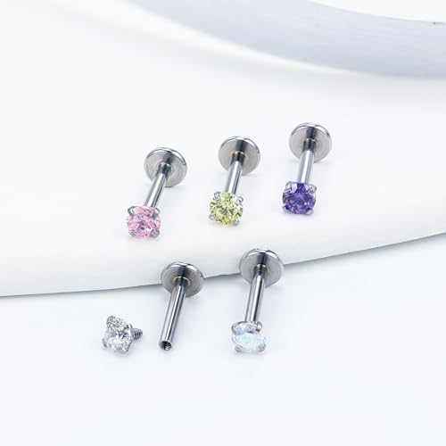 Vsnnsns 16G Lip Rings Stainless Steel Tragus Helix Conch Piercing Jewelry Snake Bite Piercing Monroe Lip Rings Labret Medusa Cartilage Lobe Earrings Studs Piercing Jewelry 6MM 8MM 10MM Silver - color: Mix Color Cz-10MM