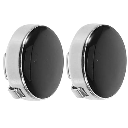 Black Stud Cufflinks 24 Pcs Round Metal Button Covers for Men Dress Shirts | Classic round stud cufflinks set for formal wear, tuxedo suits, and groomsmen accessories.