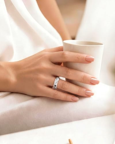Egnaro Silicone Statement Ring Women, Floral Patterned Rubber Wedding Band | 5.2mm Wide 2mm Thick Printed Style, Inner Arch and Breathable X Grooves for Gym Workout Travel Work Pregnancy Daily Wear