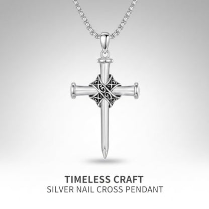 Cross Necklace for Men Women 925 Sterling Silver Cross Pendant Necklace Christian Religious Jewelry Gifts for Anniversary - color: 28-Nails Thorns Cross2