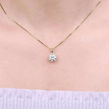 JewelryPalace Round 1ct 2ct 3ct Cubic Zirconia Solitaire Pendant Necklace for Women, 925 Sterling Silver 14k White Gold Plated Necklaces for Her, Classic Simulated Diamond Jewelry Set, 18 Inches chain - color: H-3ct-CZ-Yellow Gold Plated