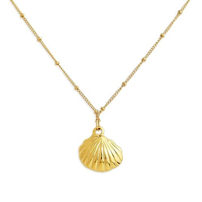 Jean Beau Dainty Pendant Necklaces for Women, Cute Chain Necklace Jewelry Gift - color: Shell