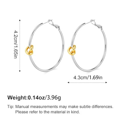 Large Gold Knot Hoop Earrings for Women 18K Gold Hoop Earrings Statement Lightweight Hoops Trendy Gold Hoops Earrings Jewelry - color: B-Big Hoop Earrings-Silver 02