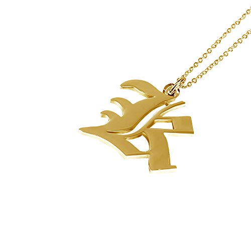 Women's Old English Initial Necklace 18K Gold Plated Stainless Steel Letter Pendant Gift - style: K
