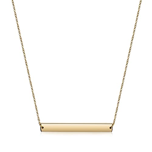 Multi Gold Bar Necklace for Women Vertical/Horizontal Bar Pendant Necklaces with Adjustable Chain Necklace Adult Jewelry - color: 14K Gold