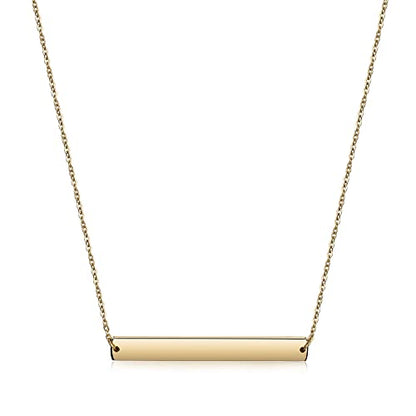 Multi Gold Bar Necklace for Women Vertical/Horizontal Bar Pendant Necklaces with Adjustable Chain Necklace Adult Jewelry - color: 14K Gold