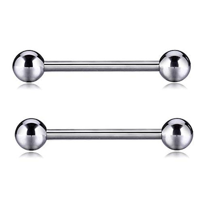 PEAKLINK Internally Threaded Nipple Rings Titanium Nipple Bars Piercing Jewelry 1 Pair Tongue Rings Eyebrow Jewelry Bridge Piercings - color: Silver Nipple Straight Barbell