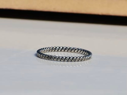 Twist Stacking Ring 925 Sterling Silver Minimalist Delicate Ring for Women Knuckle Thumb Promise Ring Everyday Jewelry Gift