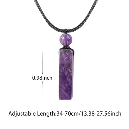 weryerker Natural Gemstone Pendant Necklace for Men, Healing Crystal Pendant, Cuboid Amulet Pendant with Adjustable Wax Rope - color: Amethyst