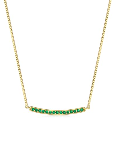 SNGIA 18K Gold Plated Stackable Adjustable Curved Horizontal Bar with CZ Pendant Necklace For Women by SNGIA, Dainty Drop Layered Trendy Birthstone Gemstone Charm Statement Jewelry Gifts, Bohemian Vintage Handmade Unique Cute Thin Skinny Dainty Chain Bead
