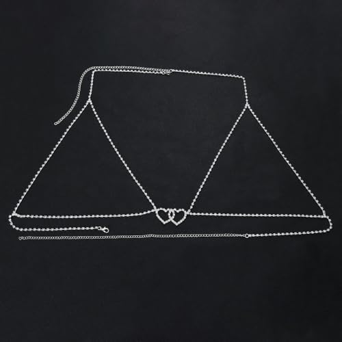 Body Chain Sexy Pure Desire Diamond Chest Chain Versatile Hanging Neck Love Body Chain Accessories Suitable for Women - style: silver