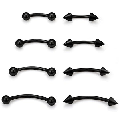 Eyebrow Piercing Jewelry Surgical Steel Curved Barbell Tiny Eyebrow Ring Vertical Labret Lip Jewelry Ear Rook Navel Small Belly Button Ring for Women Men 20g 16g 6mm/8mm/10mm/12mm - color: Black tone Eyebrow Piercing Jewelry 16G