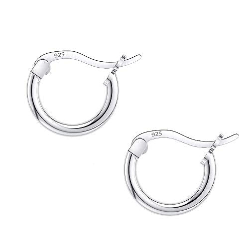 Savlano 925 Sterling silver Round Hoop Earrings for Women & Men Comes in 10MM-25MM - size: 10 Millimeters
