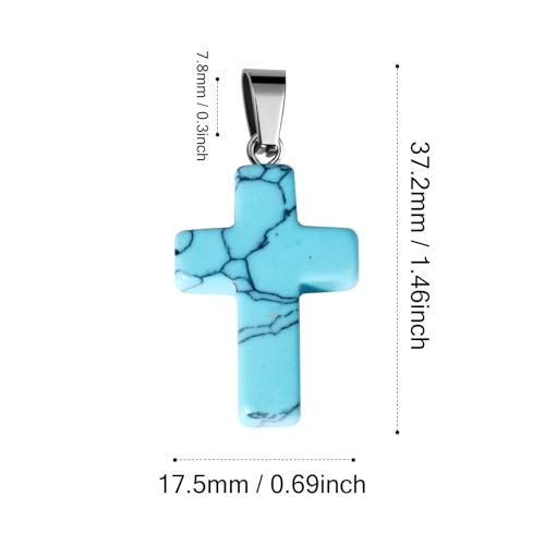 12PCS Natural Stone Cross Pendant Gemstone Charms Bulk for Jewelry Making | Healing Crystal Quartz Chakra Reiki Gemstone Pendants Charms Bulk for Necklace Craft - color: Turquoise Cross(Synthetic)
