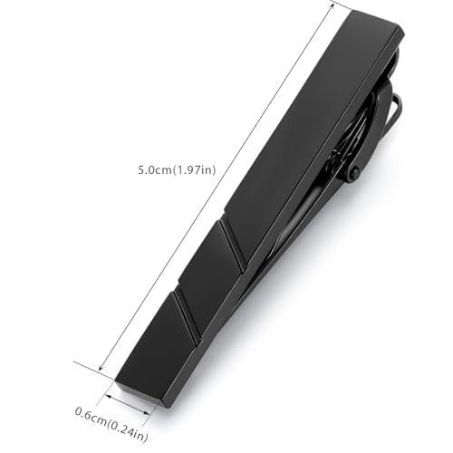 HONEY BEAR 1.97" 2.12" 2.36" Standard Tie Clip for Men Business Wedding | Classic Minimalist, Steel-Plated Copper Base, Gift-Boxed, Thickened, Rounded Corners, Easy to Slide On, No Snag or Wrinkle - style: Matte Black 5cm