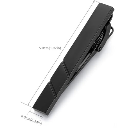 HONEY BEAR 1.97" 2.12" 2.36" Standard Tie Clip for Men Business Wedding | Classic Minimalist, Steel-Plated Copper Base, Gift-Boxed, Thickened, Rounded Corners, Easy to Slide On, No Snag or Wrinkle - style: Matte Black 5cm