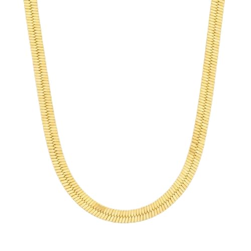 Herringbone Chain Necklace for Women Men 18K Gold Over Italian 925K Stamped Solid Sterling Silver, 3.4mm-5.5mm-7mm-9.4mm-11mm Wide Flat Snake Chain, Made in Italy - size: 20 Inch, style: WIDTH - 9.4MM