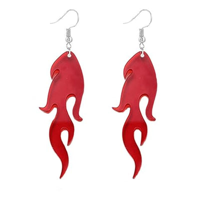Transparent Flame Earrings for Women Creative Funny Exaggerated Acrylic Geometric Fire Element Dangle Earrings Punk Rock Hip Hop Lightweight Flame Drop Earrings Cosplay Halloween Earrings - color: red