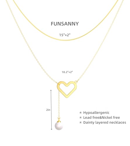 Lariat Gold Necklace for Women, Dainty Long Necklace 14k Gold Plated/Silver Y-Shaped Pendant Necklace Trendy Layered Cz Beaded Chain Drop Necklaces Simple Gold Jewelry for Women Gift - style: LC-2NK-24303-GDW