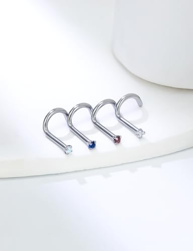 18G 20G 22G Round Cubic Zirconia Nose Rings Studs for Women Men 316L Stainless Surgical Steel Nose Ring Stud Piercing Jewelry Silver Clear CZ 1.5mm 2mm 3mm - style: 18G Screw Silver CZ 1.5mm