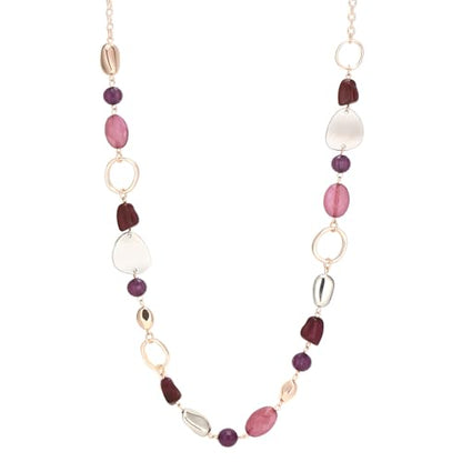 Long Gold Boho Necklaces for Women Beaded Statement Chain Long Necklace Gold Costume Jewelry Birthday Gifts for Her - color: 93-Purple