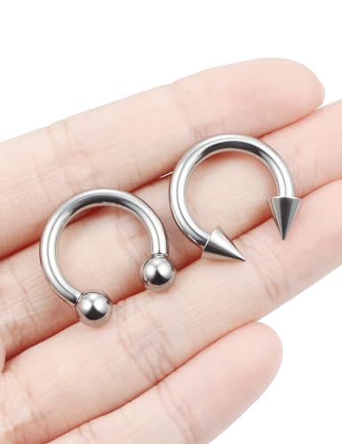 F136 Titanium 20/18/16/14/12/8/4/2g Septum Nose Rings Gauge Earrings Lip Rings Prince Albert Jewelry Internally Threaded Horseshoe Hoop Piercings - size: 8g*14mm