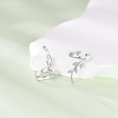 Celtic Knot/Celtic Knot/Bat/Filigree Viking Earrings 925 Sterling Silver Non Piercing Ear Cuff Earrings Cool Earring Cuff for Women Men - color: Leaf Ear Cuff