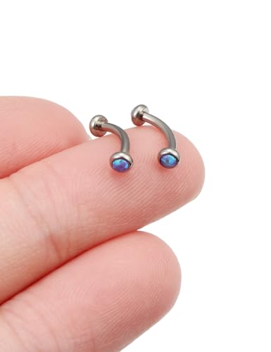 Jenxnjsjo F136 Titanium 16g 6/8/10mm Opal Eyebrow/Rook/Snug/Vertical-Labret/VCH/Snake-Eyes/Anti-Tragus/Christina/Daith/Belly-Button/Bridge/Hood/Surface Curved Barbell Piercing Jewelry for Women Men - color: Purple Opal, size: 6mm