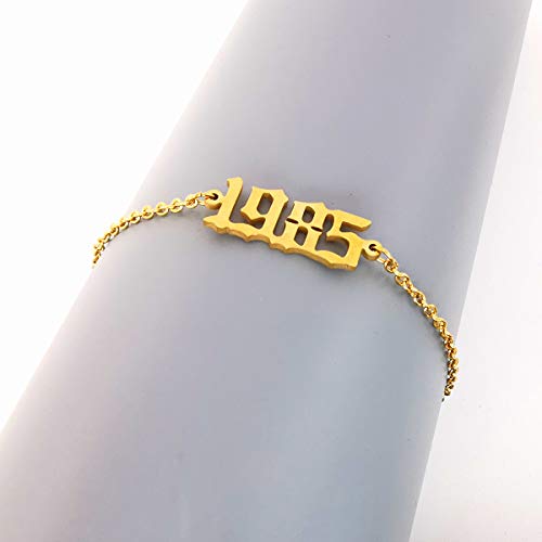 CSIYANJRY99 Birth Year Ankle Bracelets for Women14K Gold Plated Birth Year Number Anklets Adjustable Chain Beach Foot Ankle Bracelets for Women Birthday - style: 1985