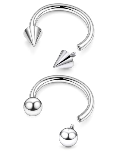 F136 Titanium 20/18/16/14/12/8/4/2g Septum Nose Rings Gauge Earrings Lip Rings Prince Albert Jewelry Internally Threaded Horseshoe Hoop Piercings - size: 14g*16mm
