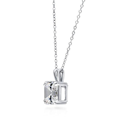 BERRICLE Sterling Silver CZ Solitaire Pendant Necklace for Women, Gold Flashed, Cubic Zirconia - Asscher, Emerald, Heart Shaped, Princess, Round Cut - style: Asscher Cut, Gold Flashed, Rhodium Plated, 2 Piece