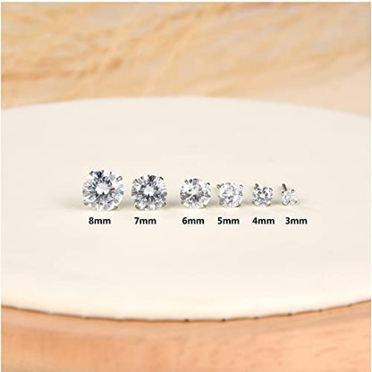 G23 Titanium CZ Stud Earrings for Sensitive Ears, Titanium Cubic Zirconia Stud Earrings for Women 3mm 4mm 5mm 6mm 7mm 8mm - size: 3mm