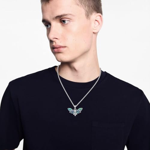 Sterling Silver Halloween Necklace Gothic Jewelry Gifts for Women Men - style: Moth-Abalone