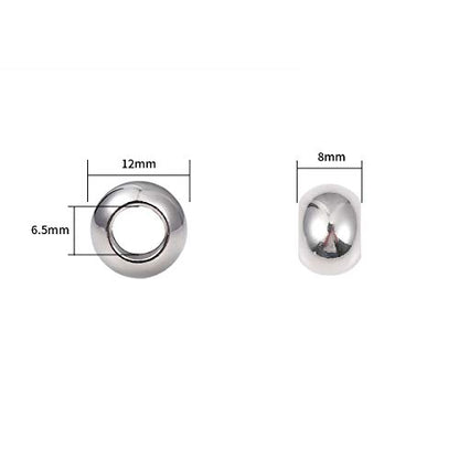 Stainless Steel Spacer Beads 12x8mm Round Loose Charm Caps Beads for DIY Jewelry Making 10pcs with 6.5mm Hole - color: 12x8mm 6.5mm