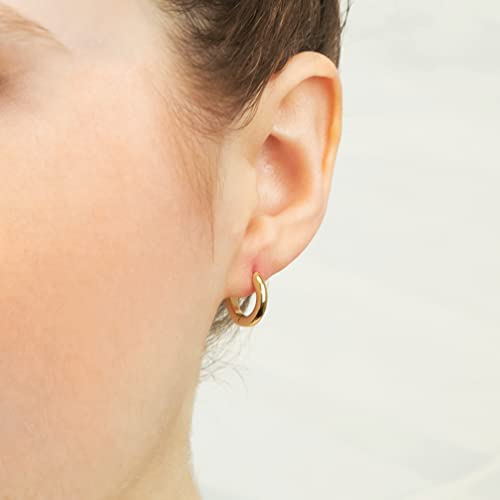 14K Gold Plated Sterling Silver Enamel Color Huggie Hoop Earrings for Women – Wide Range of Vibrant Color Options Available - color: Gold