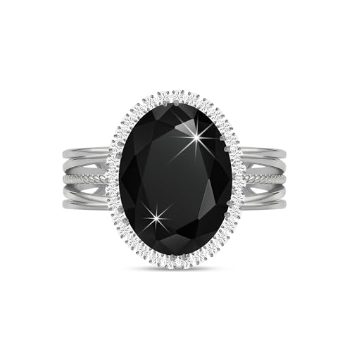 Linawe Costume Jewelry Adjustable Cocktail Ring for Women | Copper, Rhinestone, Cubic Zirconia, Oval, Fake Diamond, Crystal, Stone, Birthstone, Gemstone, Big, Chunky, Statement - color: White Black