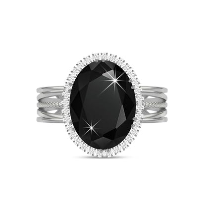 Linawe Costume Jewelry Adjustable Cocktail Ring for Women | Copper, Rhinestone, Cubic Zirconia, Oval, Fake Diamond, Crystal, Stone, Birthstone, Gemstone, Big, Chunky, Statement - color: White Black