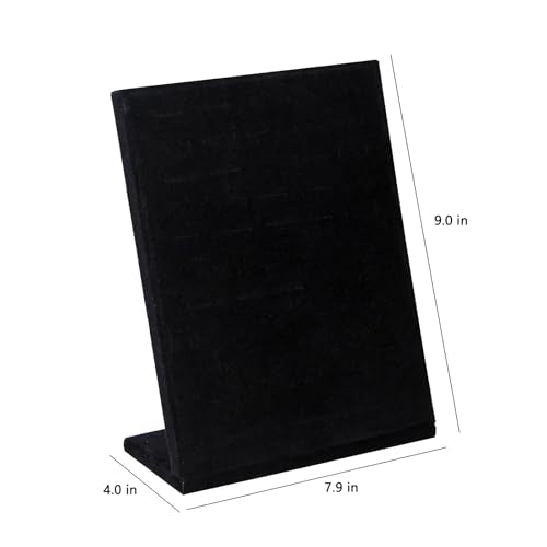 Ring Display Stand, Velvet Ring Holder, 50 Slots Rings Organizer Jewelry Display Tray, L-Shaped Jewelry Organizer Stand for Rings Earrings Selling (1, Black) - color: Black