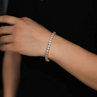 4mm Tennis Bracelets for Women - 4mm Round Cut Cubic Zirconia with 18K White Gold Plated, Classic Diamond Tennis Bracelet for Women/Men,Size 6/6.5/7/7.5/8/8.5/9 inch - size: 6 inch