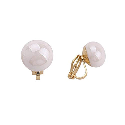 1-5 Pairs Pearl Clip on Earrings for Women Non Piercing Earrings Set Hypo-Allergenic Earrings - color: White Clip-ons