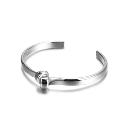 Gold Silver Cuff Bracelet for Women, 14K Gold Plated 316L Stainless Steel Knot Tie Bangle Cuff Chunky Bracelets for Lady - color: Silver