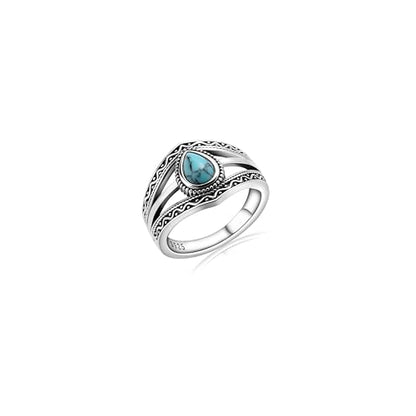 Boho Turquoise Ring for Women Sterling Silver Western Style Statement Ring Bohemian Jewelry Gifts - style: Turquoise-A