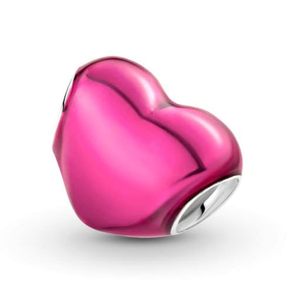 S925 Sterling Silver Enamel Colorful Heart Charm Fit Bracelets Necklaces | Black Pink Blue Green Red Enamel Heart Charms DIY Fashion Holiday Jewelry Gift Valentines Day & Anniversary for Women - color: Silver-0562