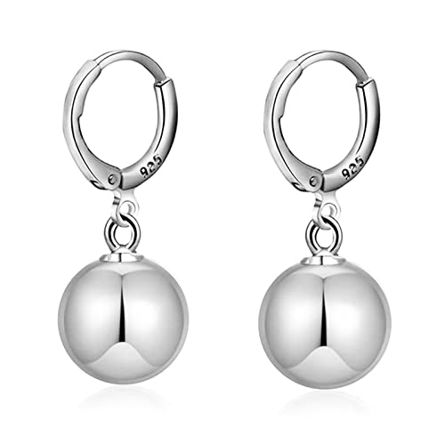 14k Gold Plated Ball Dangle Earrings for Women Sterling Silver Ball Drop Earrings Hypoallergenic Round Balls Hoop Earring Leverback Lightweight Earrings Fashion Jewelry - color: silver