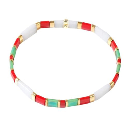 Candy Colorful Tila Flat Beads Bracelets for Women Trendy Unique Friendship Handmade Stackable Christmas Jewelry Gifts - color: christmas white