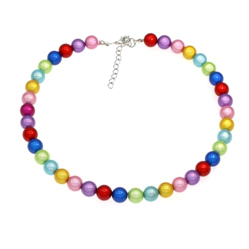 Long Simulated 10mm AAA Pearl Strand Necklace for Women Multicolor Pearl Choker Necklace 1920s Pearl Statement Necklace Costume Jewelry - color: 10mm Multicolor Reflective
