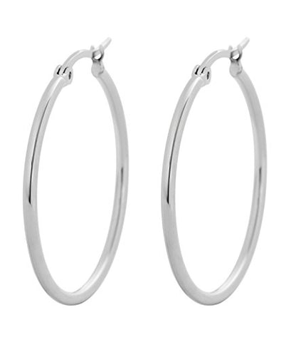 Rounded Hoops Earrings (20mm-60mm Diameter) - color: Silver 30mm