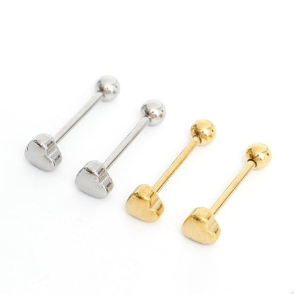14G Heart Tongue Rings 316L Stainless Steel Tongue Barbell Straight Bar Tongue Piercing Jewelry for Women